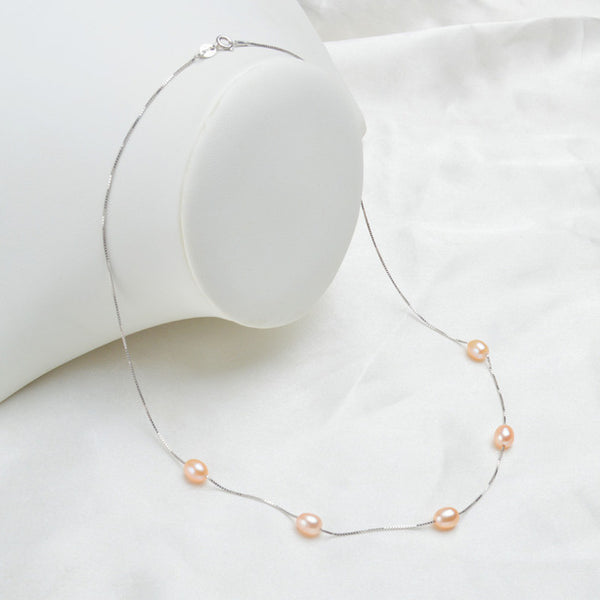 Real Natural Freshwater Pearl Necklace Pendant For Women with 925 Sterling Silver Chain Fashion Jewelry