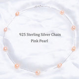 Real 925 Sterling Silver Pendant Necklace For Women with Natural Freshwater Pearl Jewelry 7-8mm White Pink Purple Black