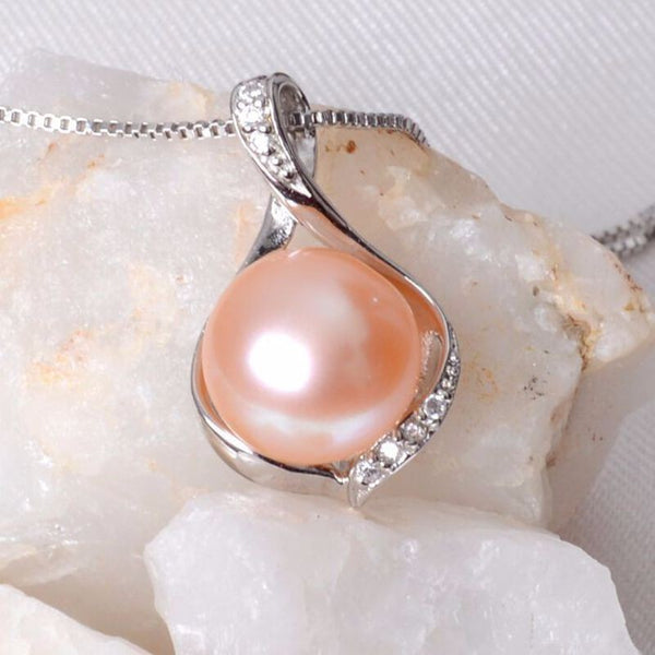 Real Natural Freshwater pearls necklace & Pendants 925 sterling silver 9-10mm pearl jewelry