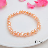 7-10mm Real Natural Freshwater Baroque Pearl Bracelets & Bangles For Women 925 Silver Beads Jewelry Gift