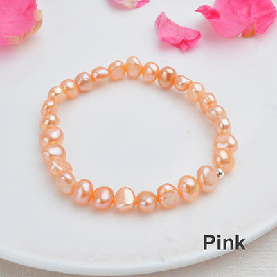 7-10mm Real Natural Freshwater Baroque Pearl Bracelets & Bangles For Women 925 Silver Beads Jewelry Gift