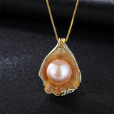 Charm Shell Design Pearl Jewelry 925 Sterling Silver Jewelry Fashion Pearl Pendant Necklaces for Women 18k Gold Color