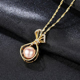 G18K gold-color 925Sterling Silver Water Bottle Necklace Inlaid CZ Natural Pearl Pendant For Women Jewelry Wedding Gift