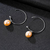 New Fashion Big Half Circle Earwire 925 Sterling Silver Drop Earring For Women Fine Freshwater Pearl Paved Banquet Gifts