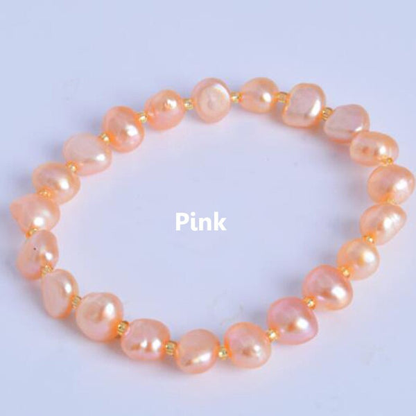 Real Natural Freshwater Baroque Pearl Bracelets & Bangles For Women Crystal Beads Jewelry Gift