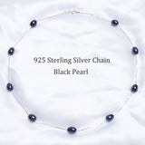 Real 925 Sterling Silver Pendant Necklace For Women with Natural Freshwater Pearl Jewelry 7-8mm White Pink Purple Black