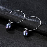 New Fashion Big Half Circle Earwire 925 Sterling Silver Drop Earring For Women Fine Freshwater Pearl Paved Banquet Gifts