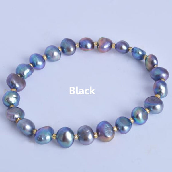 Real Natural Freshwater Baroque Pearl Bracelets & Bangles For Women Crystal Beads Jewelry Gift