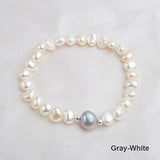 7-10mm Real Natural Freshwater Baroque Pearl Bracelets & Bangles For Women 925 Silver Beads Jewelry Gift