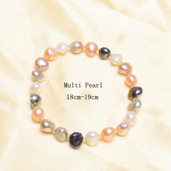 Real Natural Freshwater Baroque Pearl Bracelets & Bangles For Women Crystal Beads Jewelry Gift