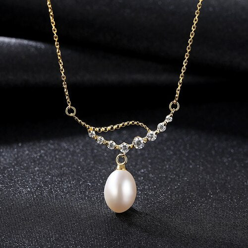 High Quality 925 sterling silver pendant necklace for women AAAA top quality Natural pearl jewelry With Classic Chain