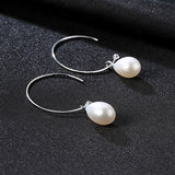 New Fashion Big Half Circle Earwire 925 Sterling Silver Drop Earring For Women Fine Freshwater Pearl Paved Banquet Gifts