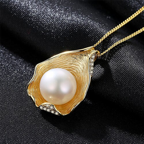 Charm Shell Design Pearl Jewelry 925 Sterling Silver Jewelry Fashion Pearl Pendant Necklaces for Women 18k Gold Color
