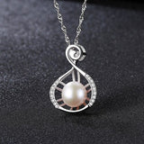 Promotion White Pearls Pendant AAAA Trendy Natural Pearl necklace & pendant with Bohemian 45cm Charm 925 Silver Chain