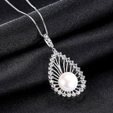 100% Real 925 Sterling Silver Link Chain Necklaces for Women Freshwater Pearl Pendant Necklace Fine Jewelry Cute Gifts