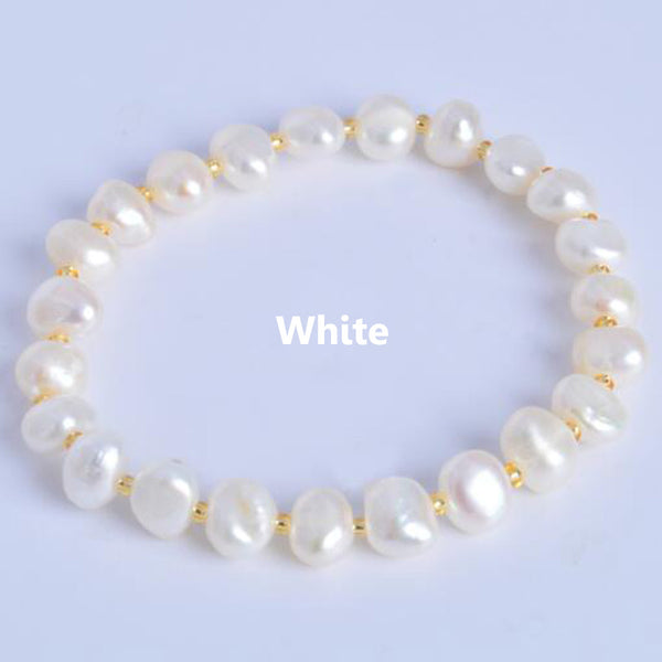 Real Natural Freshwater Baroque Pearl Bracelets & Bangles For Women Crystal Beads Jewelry Gift