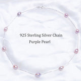 Real 925 Sterling Silver Pendant Necklace For Women with Natural Freshwater Pearl Jewelry 7-8mm White Pink Purple Black