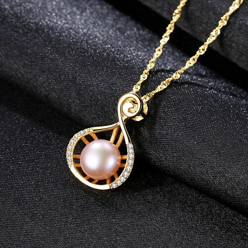 Promotion White Pearls Pendant AAAA Trendy Natural Pearl necklace & pendant with Bohemian 45cm Charm 925 Silver Chain