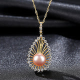 100% Real 925 Sterling Silver Link Chain Necklaces for Women Freshwater Pearl Pendant Necklace Fine Jewelry Cute Gifts