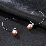 New Fashion Big Half Circle Earwire 925 Sterling Silver Drop Earring For Women Fine Freshwater Pearl Paved Banquet Gifts