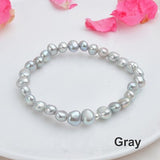 7-10mm Real Natural Freshwater Baroque Pearl Bracelets & Bangles For Women 925 Silver Beads Jewelry Gift