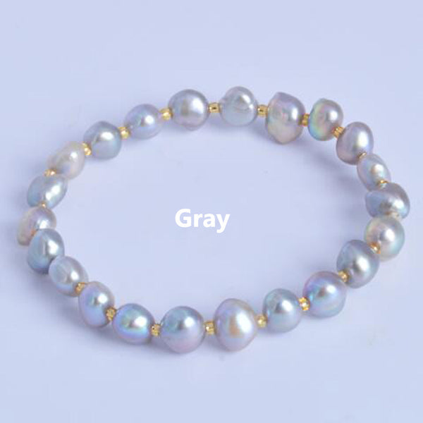 Real Natural Freshwater Baroque Pearl Bracelets & Bangles For Women Crystal Beads Jewelry Gift