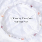 Real 925 Sterling Silver Pendant Necklace For Women with Natural Freshwater Pearl Jewelry 7-8mm White Pink Purple Black