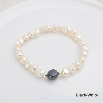 7-10mm Real Natural Freshwater Baroque Pearl Bracelets & Bangles For Women 925 Silver Beads Jewelry Gift