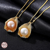 Charm Shell Design Pearl Jewelry 925 Sterling Silver Jewelry Fashion Pearl Pendant Necklaces for Women 18k Gold Color