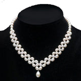 New arrival real white natural freshwater pearl necklace for women / 925 Sterling silver clasp jewelry