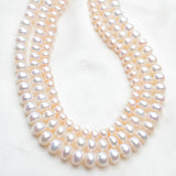 Real white Natural Freshwater Pearl Necklace Authentic semiround pearl jewelry for women gift