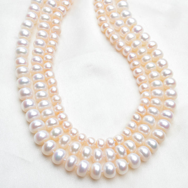 Real white Natural Freshwater Pearl Necklace Authentic semiround pearl jewelry for women gift