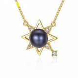 Newest 18K Gold-color 925 Sterling Silver Chic pearl Pendant Necklace Girls Wedding Accessories Lucky Star Shape Jewelry