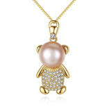 Brand Lovely Bear Freshwater Pearl Women Pendant Necklace High Quality Chain Necklace Women Jewelry Box Chain Necklace