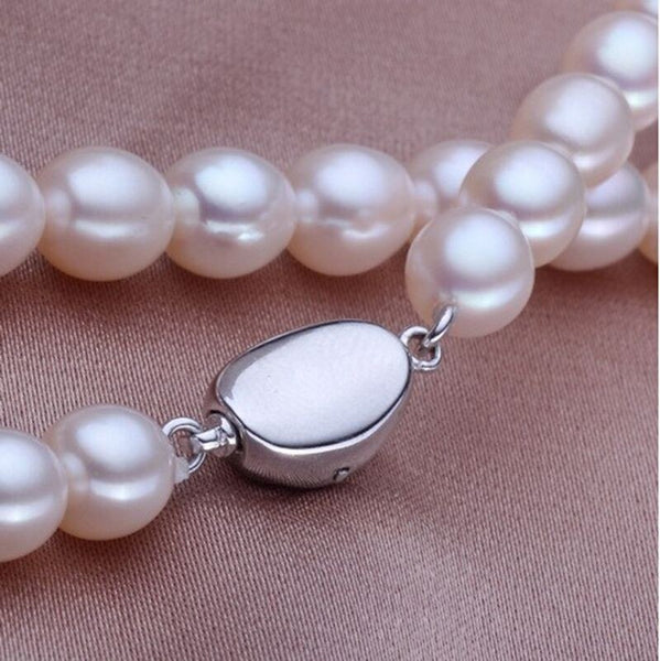 Real white natural freshwater pearl necklace , 40 cm/45 cm pearl jewelry for women gift