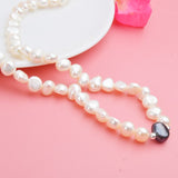 Real White Freshwater Pearl Necklace for Women with Pure 925 Sterling Silver Beads Handmade Jewelry Magnetic clasp