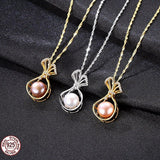 G18K gold-color 925Sterling Silver Water Bottle Necklace Inlaid CZ Natural Pearl Pendant For Women Jewelry Wedding Gift