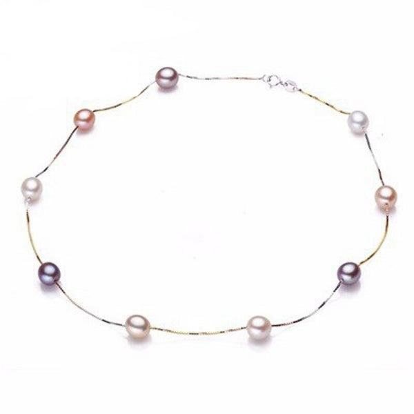 100% 925 sterling silver pearl necklace,real natural Freshwater pearl jewelry for women gift