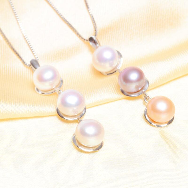 Real Natural Freshwater pearl Necklaces & Pendant with 925 sterling silver chain Multicolor pearls necklace for women