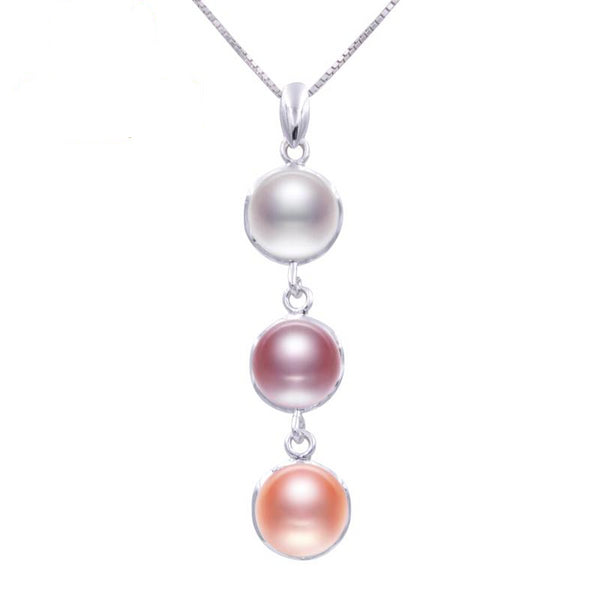 Real Natural Freshwater pearl Necklaces & Pendant with 925 sterling silver chain Multicolor pearls necklace for women