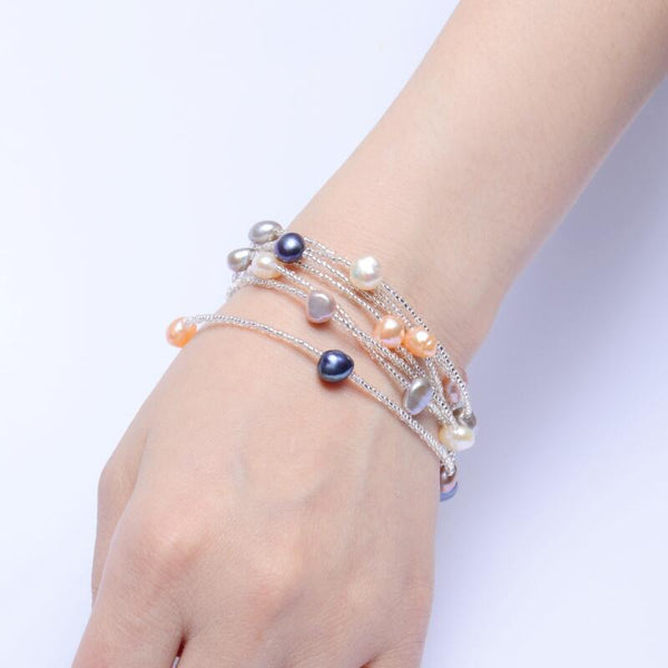 Natural Freshwater Baroque Pearl Bracelet For Women Colorful Jewelry Wedding Crystal Beads