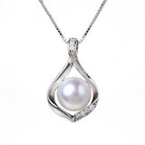 Real Natural Freshwater pearls necklace & Pendants 925 sterling silver 9-10mm pearl jewelry