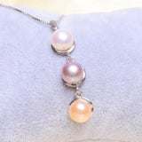 Real Natural Freshwater pearl Necklaces & Pendant with 925 sterling silver chain Multicolor pearls necklace for women