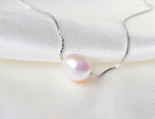 Real Natural Freshwater Pearl Pendant Necklace For Women With 925 Sterling Silver Chain Jewelry