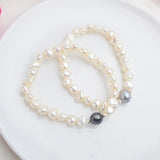 7-10mm Real Natural Freshwater Baroque Pearl Bracelets & Bangles For Women 925 Silver Beads Jewelry Gift