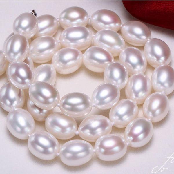 Real white natural freshwater pearl necklace , 40 cm/45 cm pearl jewelry for women gift