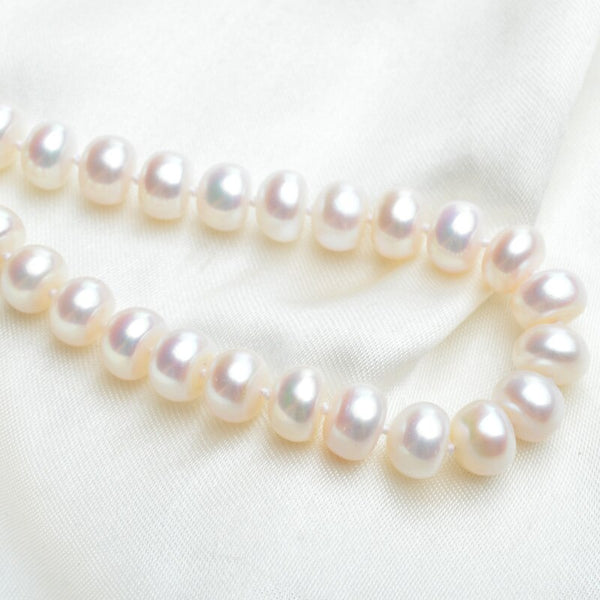 Real white Natural Freshwater Pearl Necklace Authentic semiround pearl jewelry for women gift