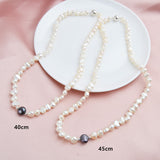 Real White Freshwater Pearl Necklace for Women with Pure 925 Sterling Silver Beads Handmade Jewelry Magnetic clasp