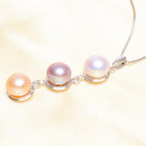 Real Natural Freshwater pearl Necklaces & Pendant with 925 sterling silver chain Multicolor pearls necklace for women