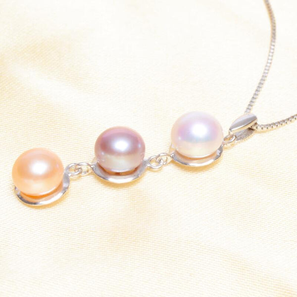 Real Natural Freshwater pearl Necklaces & Pendant with 925 sterling silver chain Multicolor pearls necklace for women